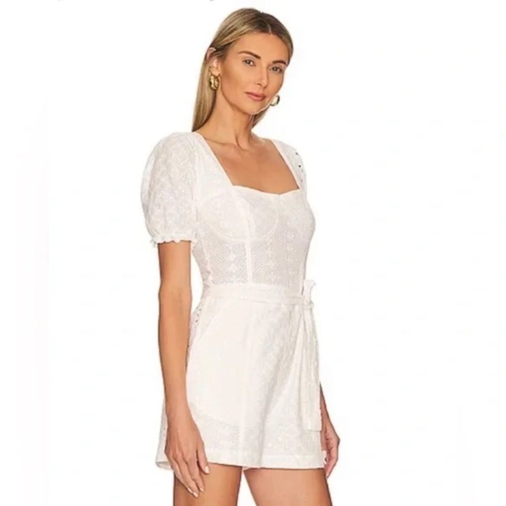 NWT REVOLVE BLANKNYC Puff Sleeve Romper in Downtown Vibes. Size Large